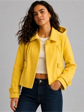 Anthropologie Tulle Original Clothing Yellow Hooded Mod Jacket – Size S